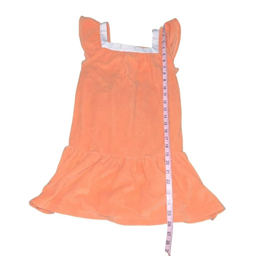 JANIE AND JACK TERRY SWIM COVERUP CORAL‎ ORANGE GIRLS SIZE 7 DRESS RUFFLE BEACH